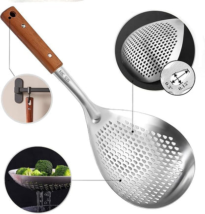 Stainless Steel Colander Strainer Pasta Food Noodle Grease Drain Fine Mesh - Image 3