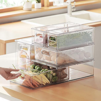 MineSign 4Pack Stackable Fridge Drawers Pull-out Storage Bins - Image 8
