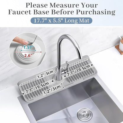 PoYang 17.7 inch Faucet Mat for Kitchen Sink Splash Guard, 7° Slope Silicone - Image 3