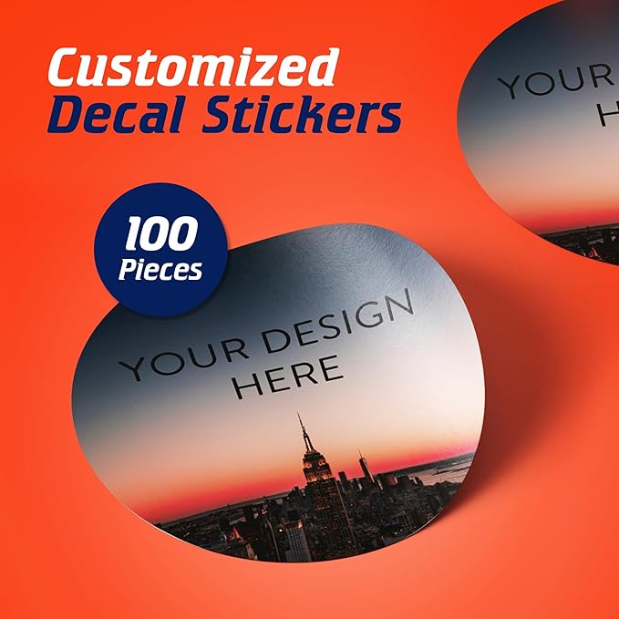 100 Custom Vinyl Stickers - Upload Your own Image, Text, Design, Logo - Personalized Logo Labels for Handmade, Packaging, Bottle, Jars, Candle, Brand Stickers (City, 1x1)