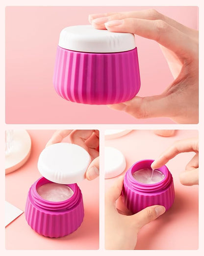 4 Pack Travel Size Silicone Jars, TSA Approved, Leak Proof, Bright Colors, 90ml Each, Cylindrical, With Clear Bag