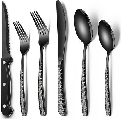 EWFEN 24-Piece Black Silverware Set by EWFEN
