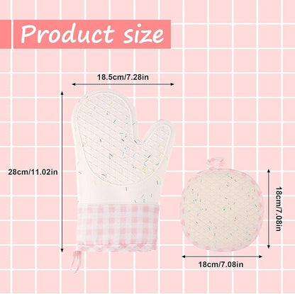 Silicone Confetti Oven Mitts and Pot Holders Set, Heat Resistant Non-Slip - Image 6