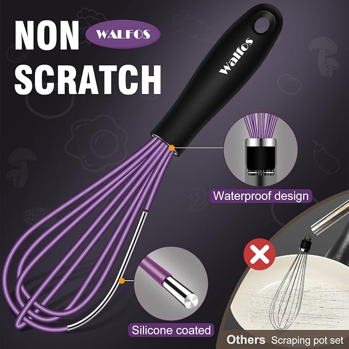 Walfos Mini Silicone Whisk, Heat Resistant - Image 2