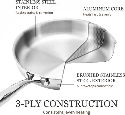 CAROTE 21pcs Tri-Ply Stainless Steel Cookware Set, Pots and Pans Set, Non Toxic - Image 3