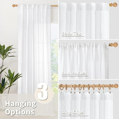 YoungsTex White Linen Curtains 80 Inch Length - Image 6