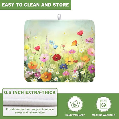 Spring Summer Daisy Dish Drying Mat 16 x 18 Inch Colourful Floral Pattern Dish - Image 5