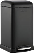 happimess HPM1012B Betty Retro Mini 3.2-Gallon Step-Open Trash Can with Soft-Close Lid, Modern, Minimalistic, Fingerprint Proof for Home, Kitchen, Laundry Room, Office, Bedroom, Bathroom, Black