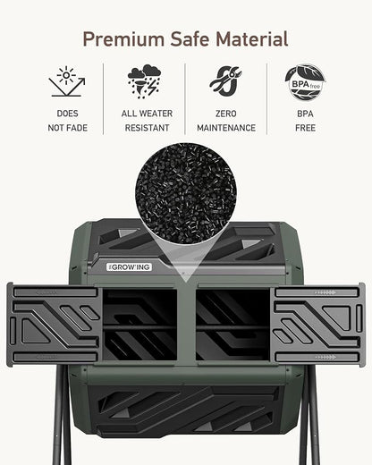 THEGROW'ING Updated 43 Gallon Compost Bin Outdoor, Fast Assemble Tumbling - Image 7
