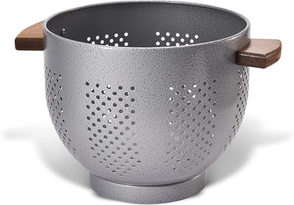 Metal Colander with Wood Handle and Stable Base, Powder Coated Steel Kitchen by Unknown