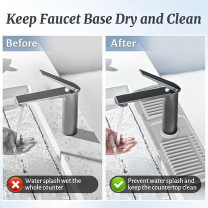 PoYang 17.7 inch Faucet Mat for Kitchen Sink Splash Guard, 7° Slope Silicone - Image 7