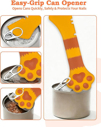 6 PCS Cat Food Can Covers Lids Set, Cat Bar Squeezer, Stainless Steel Wet Food - Image 4