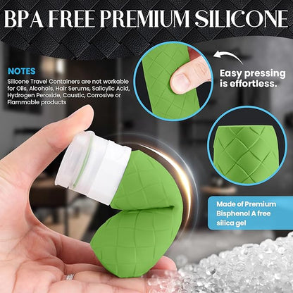 Travel Bottles for Toiletries, TSA Approved Silicone Travel Size Containers for Toiletries, BPA Free Leak Proof Refillable Essentials Accessories, Shampoo and Conditioner Bottles (Forest Green)