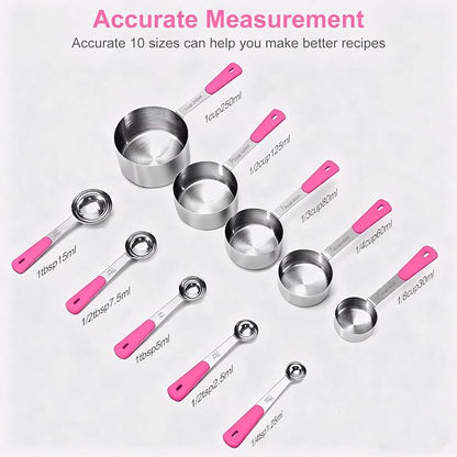 Bopei Measuring Cups and Spoons Set Stainless Steel 10 Piece - Image 2