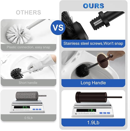 Toilet Brush and Holder Set: 304 Stainless Steel Heavy Duty Toilet Bowl Brush - Image 6