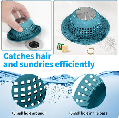 Shower Drain Hair Catcher, Bathtub Drain Cover Foldable Silicone Shower & Tub - Image 5
