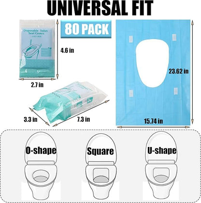 80 Pack Toilet Seat Covers Disposable 16x24 Inch XL Portable Toilet Liners - Image 2