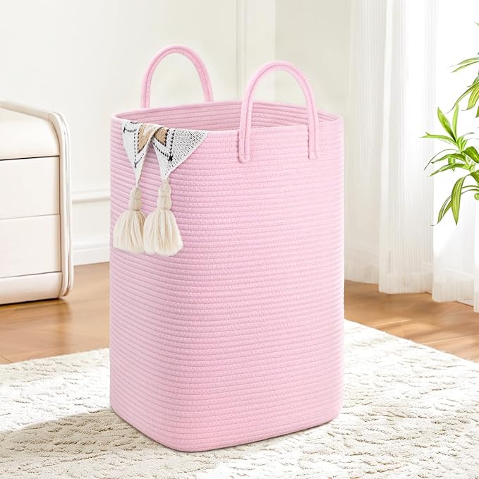 Laundry Basket, Woven Cotton Rope Laundry Hamper, 80L Versatile Storage by Artfeel