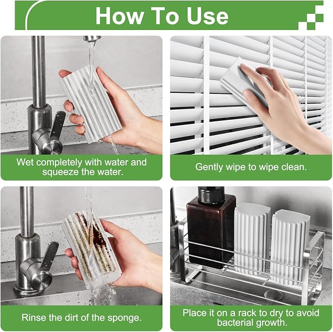 4-Pack Damp Clean Duster Sponge, Sponge Cleaning Brush, Duster - Image 3