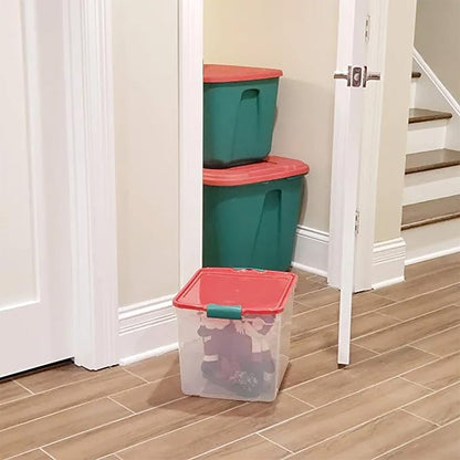 HOMZ 4-Pack Holiday Tote, Plastic Storage Organizer Bins - Image 8