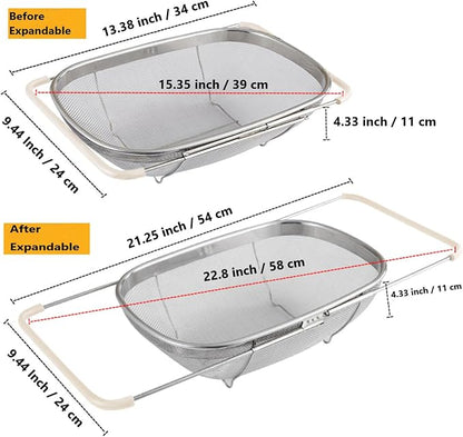 AJIODA Over The Sink Colander, 6 Quarts Stainless Steel Oval Colander - Image 3