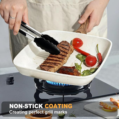 NEWBULIG 3-Piece Nonstick Grill Pan Set, Square Griddle Pans - Image 2