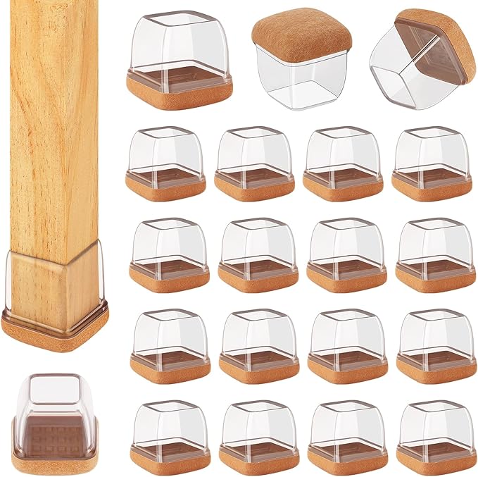 16 Pcs Chair Leg Floor Protectors Square, Silicone Chair Leg Protectors by Jeaoouu