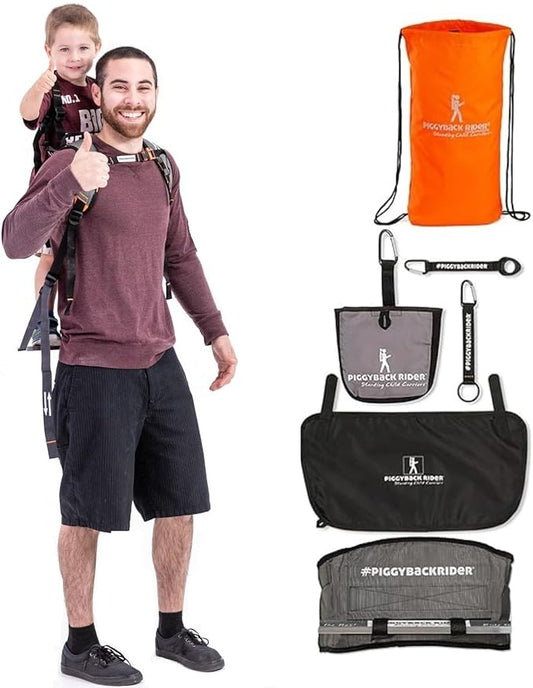 Piggyback SCOUT Toddler Carrier Backpack Deluxe with 6-Piece Accessory Set: Hip Belt, Carry Bag, Side Pocket, Mud Flap, Water Bottle & More - For Ages 2-4 (Under 50 lbs) - Hiking & Travel