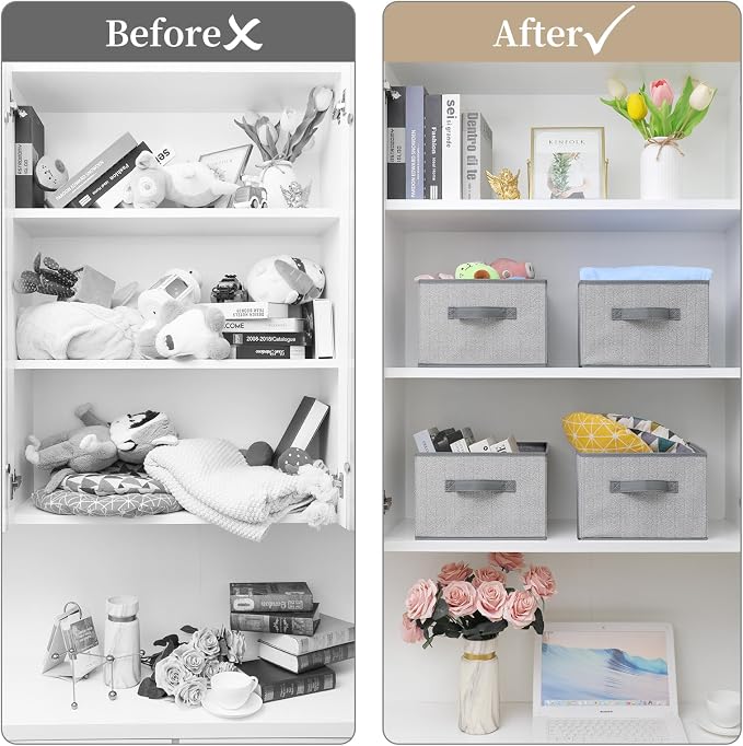 Storage Baskets, 11-Inch Woven Fabric Bins, Storage Cubes - Image 7