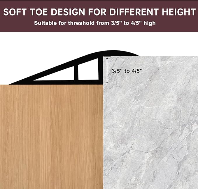 Vinyl Door Threshold Flooring Transition Strip Self Adhesive Carpet Edging Strip for Laminate Doorway Edge Threshold from 3/5" to 4/5" (Black Walnut Wood Grain, 6.6 Ft)