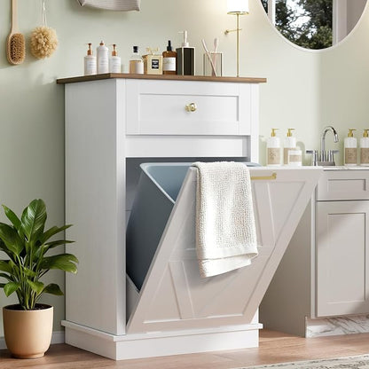 YESHOMY 10 Gallon Tilt-Out Trash Cabinet, Wooden Hidden Garbage Can Holder - Image 6