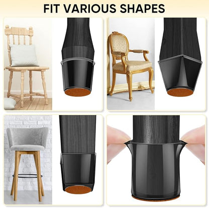 BALEINE 16 Pack Silicone Chair Leg Floor Protectors, Stool Leg Protectors Cap - Image 8