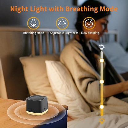 Portable Sound Machine,Mini Travel White Noise Machine for Sleeping with Breathing Night Light, 16 Soothing Sounds, Timer, Rechargeable Brown Noise Sound Machine for Sleep,Adults,Office Privacy(Black)