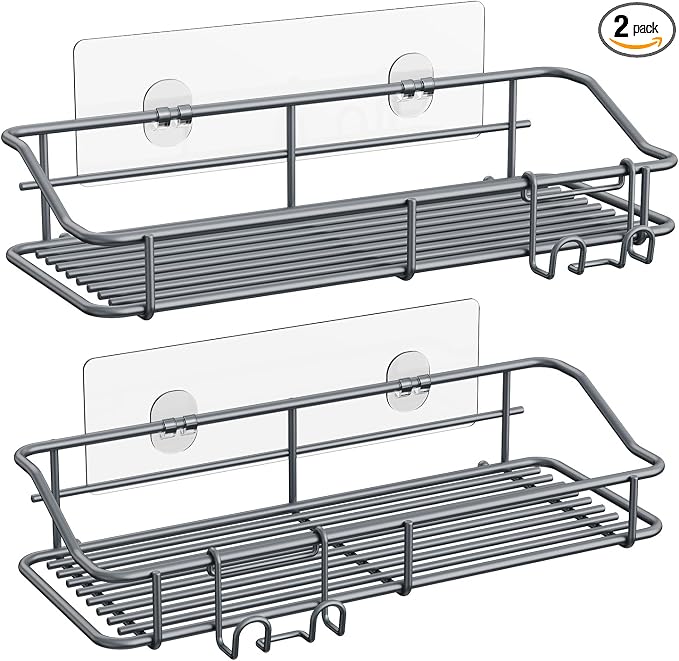 Nieifi Shower Caddy Shelf with Hooks Storage Rack Organizer Adhesive Stainless by Nieifi