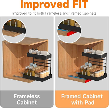 EVERIE Height Adjustable 2 Tier Metal Pull Out Slide Shelf Organizer - Image 4