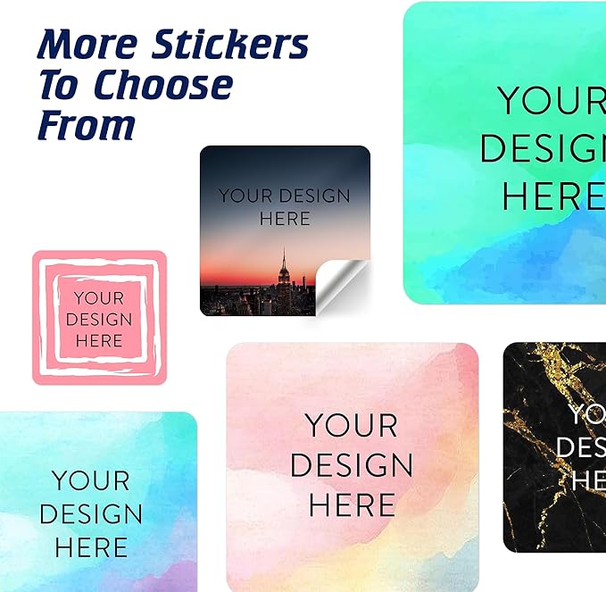 100 Custom Vinyl Stickers - Upload Your own Image, Text, Design, Logo - Personalized Logo Labels for Handmade, Packaging, Bottle, Jars, Candle, Brand Stickers (City, 5x5 Square)
