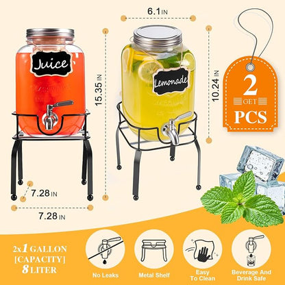 2 Pack1 Gallon Glass Drink Dispensers - Image 3