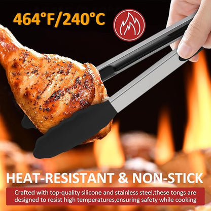 9 Pieces Silicone Tongs for Cooking 7, 12 inches Kitchen Tongs - Image 4