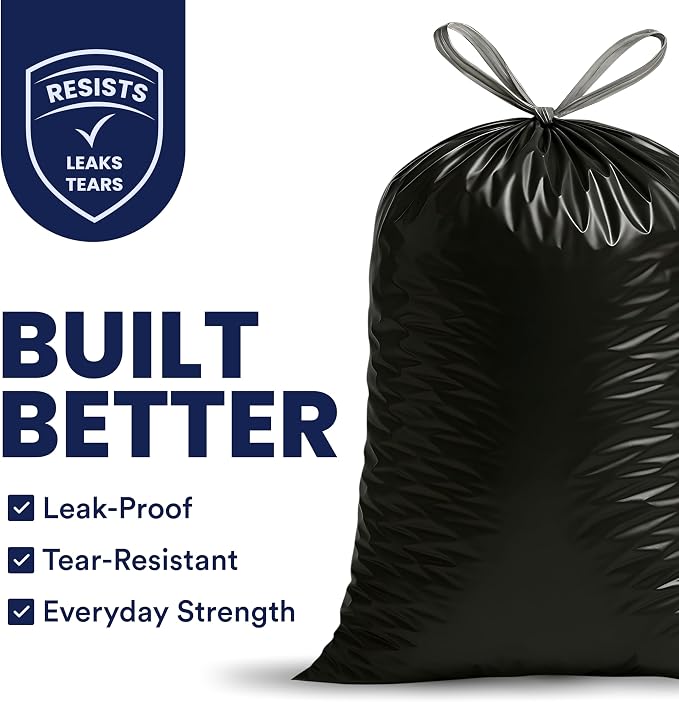 Plasticplace W13DSBKJR 13 Gallon Trash Bags │ 1.2 Mil │ Black Extra Tall - Image 2