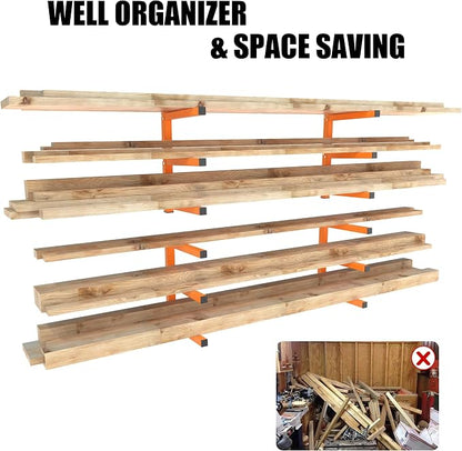 UNITEDPOWER Wall Mount Wood Organizer, Lumber Storage Rack, Heavy Duty Metal - Image 4
