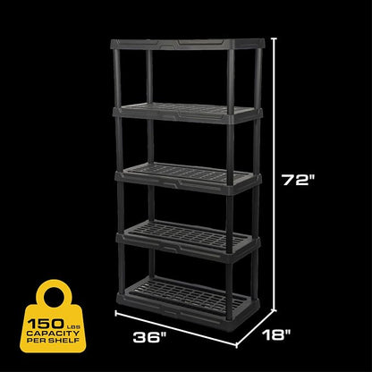 CX 5-Tier Plastic Storage Shelving Unit 2 Pack, Heavy Duty, 150lbs Per Shelf - Image 2