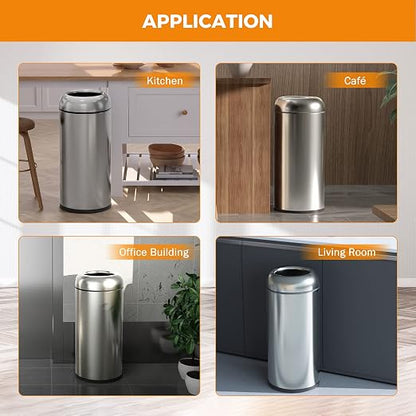 BEAMNOVA 16.5 Gallon Trash Can Black Open Top Large Outdoor Indoor Commercial - Image 7