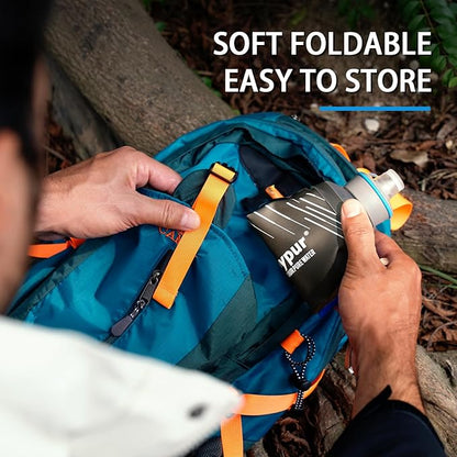 Collapsible Squeeze Water Filter Bottle - 1000ml with Filter with NSF/FDA Certification Befree or Peak Series replacement for Hiking,Running,Camping,Travel,Cycling,Fishing,BPA-Free(Gray)