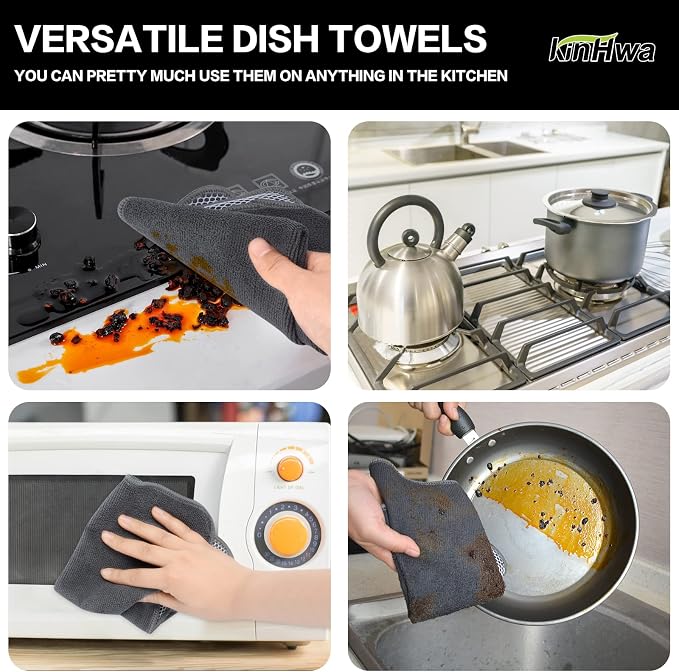 KinHwa Kitchen Washcloths for Dishes Absorbent Microfiber Dish Cloths Quick Dry - Image 9
