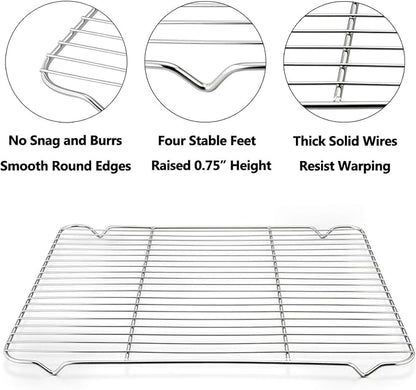 Baking Cooling Rack Set of 2, E-far 16.5"x11.5" Stainless Steel Metal Roasting - Image 3