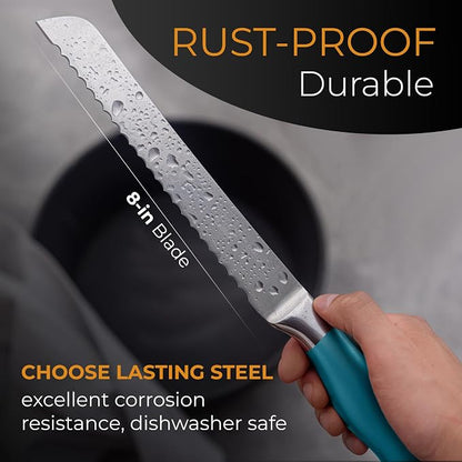 Orblue Serrated Bread Knife Ultra-Sharp Stainless Steel Professional Grade - Image 5