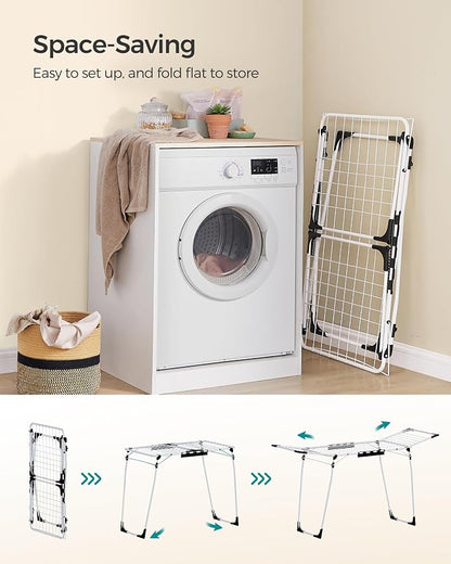 SONGMICS Clothes Drying Rack Foldable, Gullwing Laundry Drying Rack, - Image 5