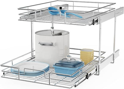 ROOMTEC Individual Pull Out Cabinet Organizer, 2 Tier Spice Rack Organizer by ROOMTEC