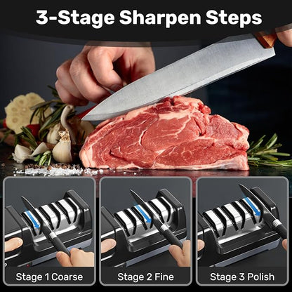 Enutogo Knife Sharpener, 3-Stage Electric Knife Sharpener - Image 2