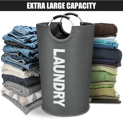 DOKEHOM 125L X-Large Collapsible Washing Laundry Basket Bag (7 Colors) for Bedroom, Fabric (Dark Grey, XL)